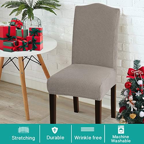 Turquoize Dining Chair Covers Set of 2 Taupe Stretch Slipcovers