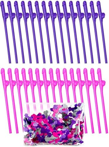 10 pcs Bachelorette Penis Party Confetti Straw Set