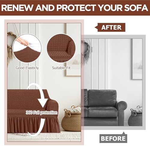 3 Pcs Sofa Slipcover Set for Couch Cushion Durable Washable