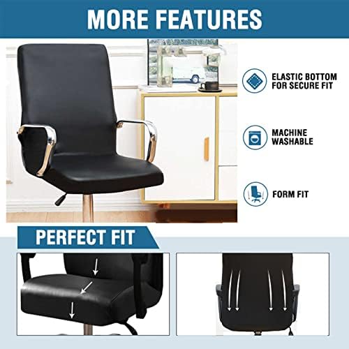 Shukii Waterproof PU Office Chair Cover with Elastic Bottom and Zipper