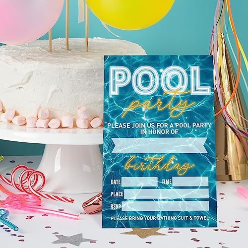 Birthday Invitations Pool Party Set of 20