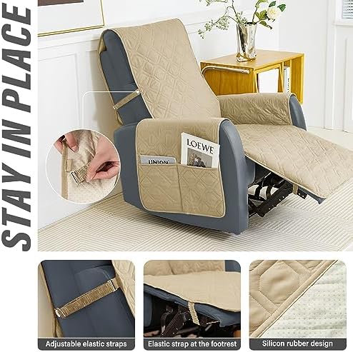 Softown Recliner Chair Cover with Non-Slip Straps for Dogs