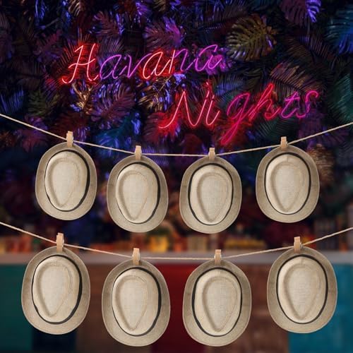 16 Piece Beige Cuban Hat Set for Men Women