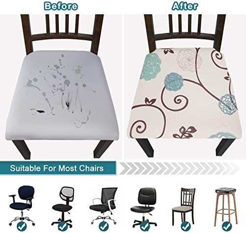 SearchI Stretch Printed Dining Chair Seat Covers Set of 4