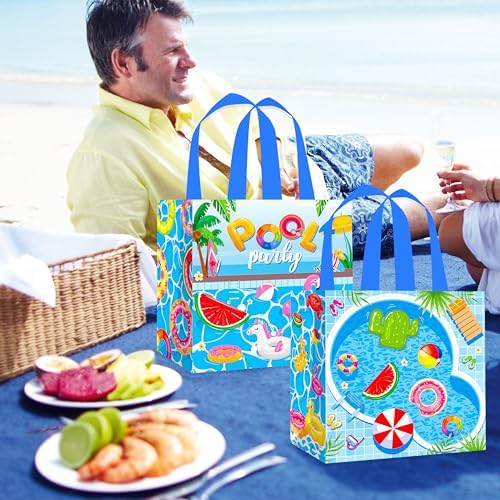 12pcs Pool Party Gift Tote Bags with Handles