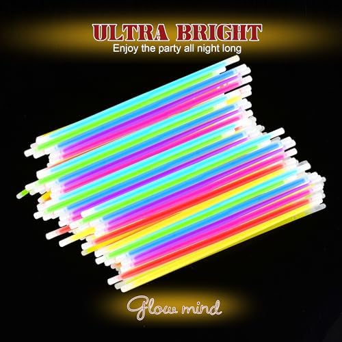 800 Ultra Bright Glow Sticks 8 Inch Party Pack with Bracelets and Necklaces