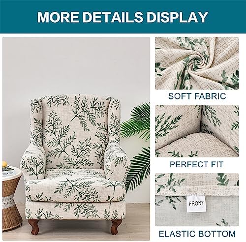 KRFOONN Stretch Wingback Chair Slipcovers 2 Piece Set