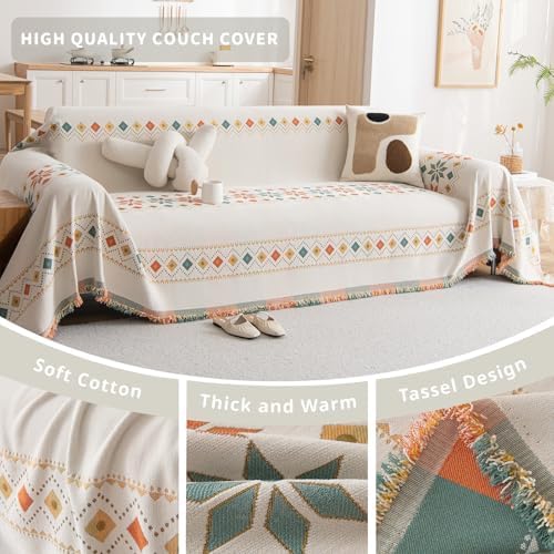 ROOMLIFE Reversible Sofa Cover for 3 Cushion Couch with Geometric Patterns