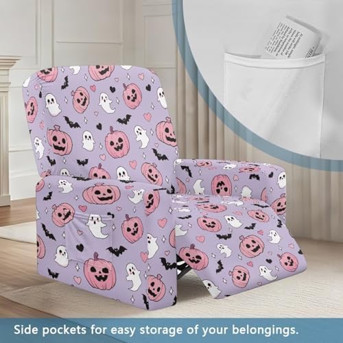 Ghost Pumpkin Lantern Recliner Slipcover with Arms