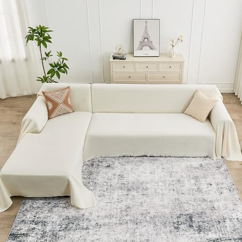 Sectional Couch Covers for Dogs 2 Pieces Chenille Sofa Slipcovers L Shaped
