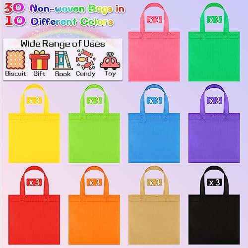Aneco 30-Pack Reusable Non-Woven Tote Bags with Handles