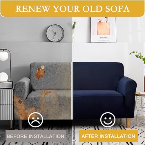 YOUR MOON Stretch Sofa Cover Slipcover for Single Sofa Dark Blue