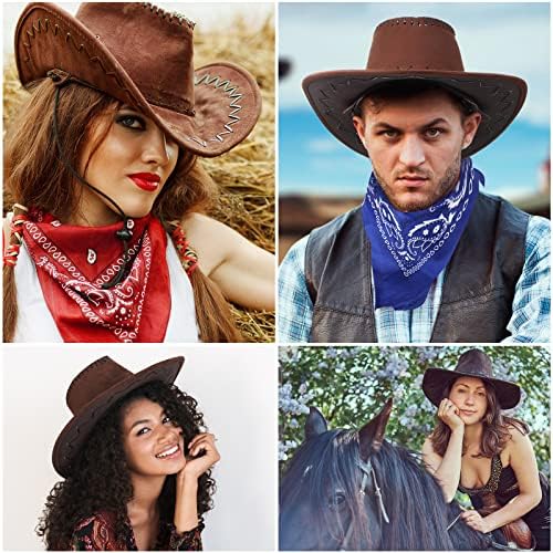 Zhanmai 12 Piece Western Cowboy Hats and Bandanas Set