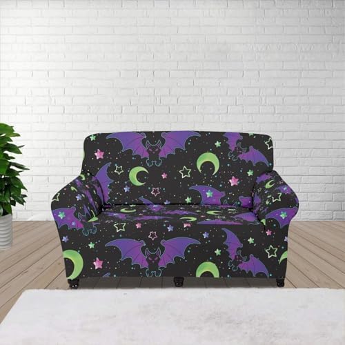 Halloween Purple Bat Sofa Slipcover for 2 Seater 1