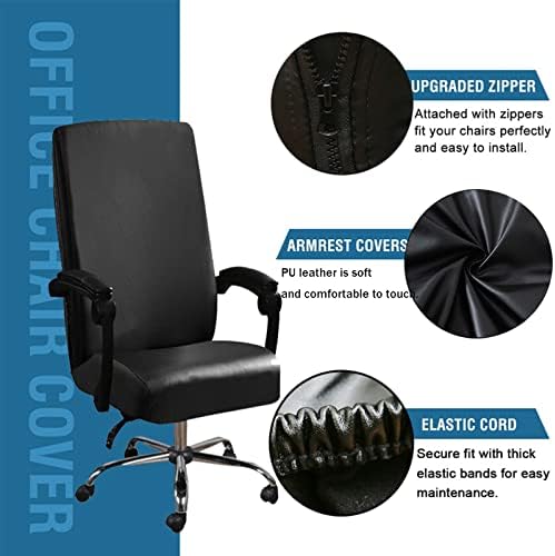 Shukii Waterproof PU Office Chair Cover with Elastic Bottom and Zipper