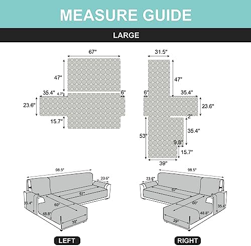 Genina 100 Waterproof Sectional Couch Covers for Dogs and Kids