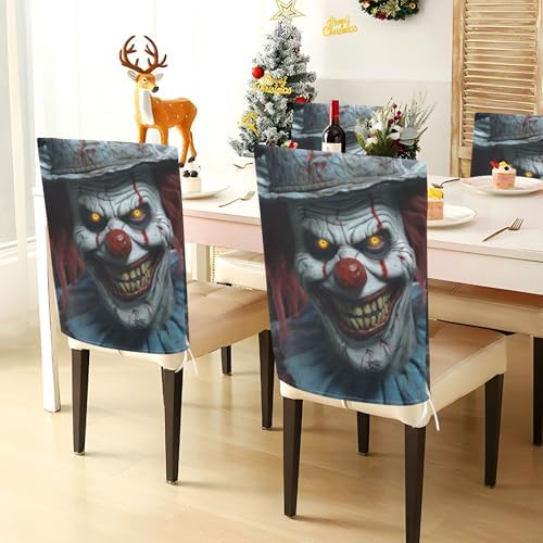 2 Pcs Clown Halloween Chair Back Covers for Dining Chairs