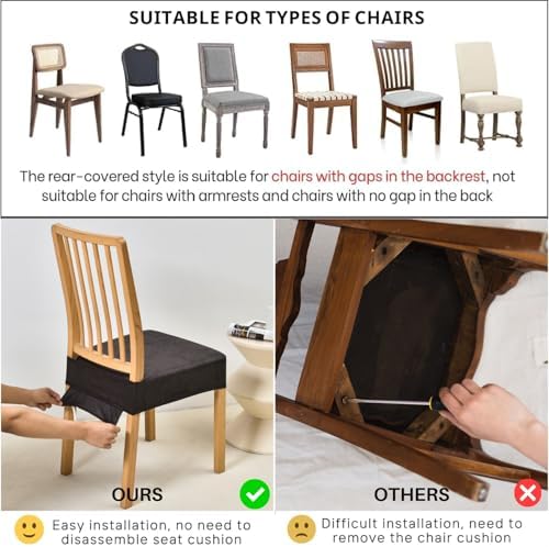 SearchI Stretch Dining Chair Seat Covers Set of 4 Brown Flowers