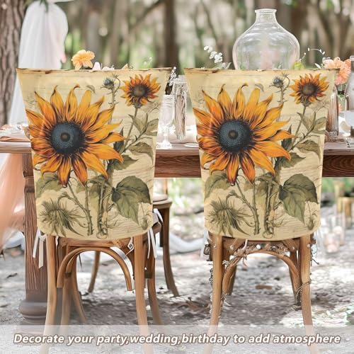 Yellow Sunflower Dining Chair Covers Set of 2