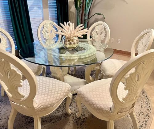 SearchI Stretch Dining Chair Seat Covers Set of 6 Beige Diamond Jacquard 1