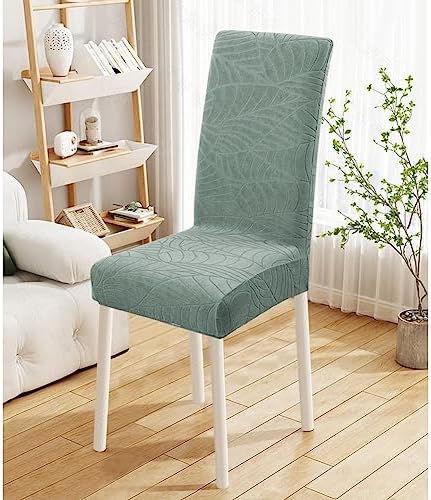 Fuloon Dining Chair Covers 4 Pack Leaf Jacquard Green