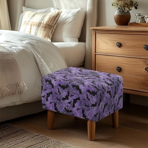 Talayituse Purple Bat Spider Web Print Ottoman Cover