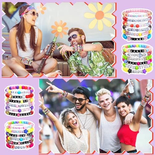 24 Pcs Alphabet Bracelets Rave Kandi Accessories
