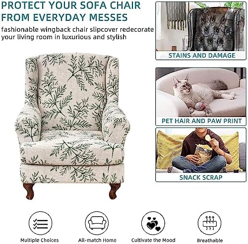 KRFOONN Stretch Wingback Chair Slipcovers 2 Piece Set