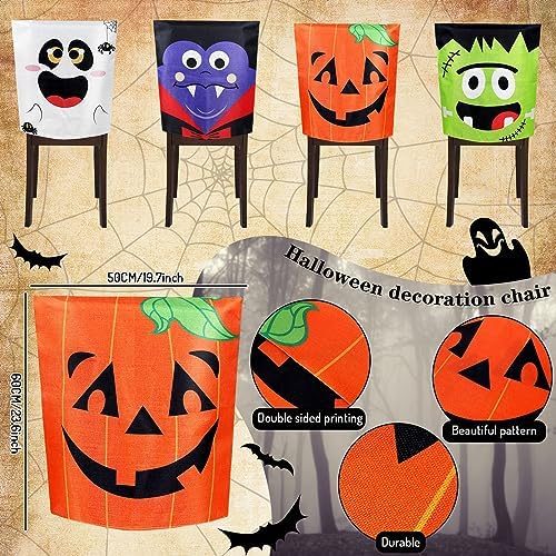 Whaline Halloween Chair Covers 4 Pack Spooky Designs