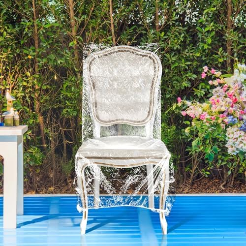 4 Pcs Plastic Chair Covers Clear Waterproof Protector