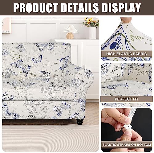 SearchI Stretch Armchair Slipcover with Cushion Cover Floral Pattern 2 Piece