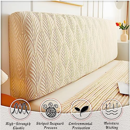 JOKIVTOU Stretch Headboard Cover Durable Dustproof Jacquard Fabric Slipcover