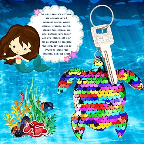 Batiyeer 24 Pcs Reversible Mermaid Sequin Keychains