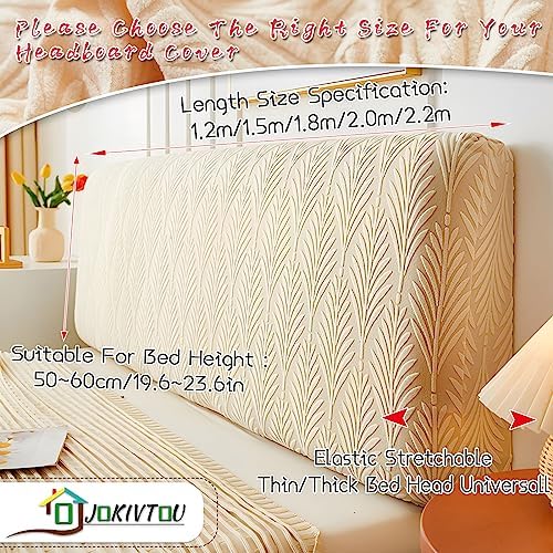 JOKIVTOU Stretch Headboard Cover Durable Dustproof Jacquard Fabric Slipcover