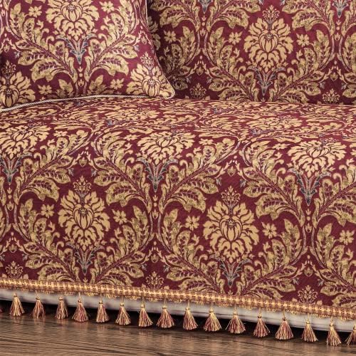 Loom and Mill Damask Sofa Cover with Tassels